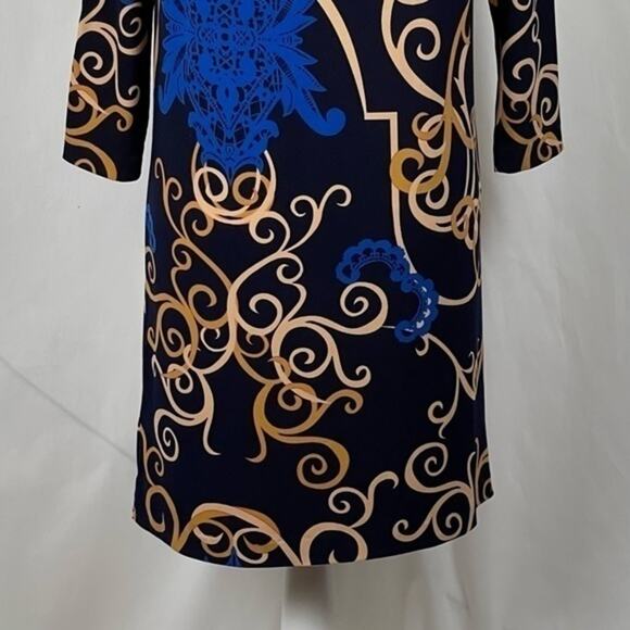 Tibi Black Gold Blue Bold Print Date Night Event Shift Dress NWOT Size S - Picture 8 of 12
